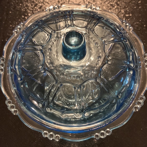 🎉Host Pick 🎉 Oyster Pearl Pattern Depression Glass Aqua Blue Candy Dish - Picture 5 of 11